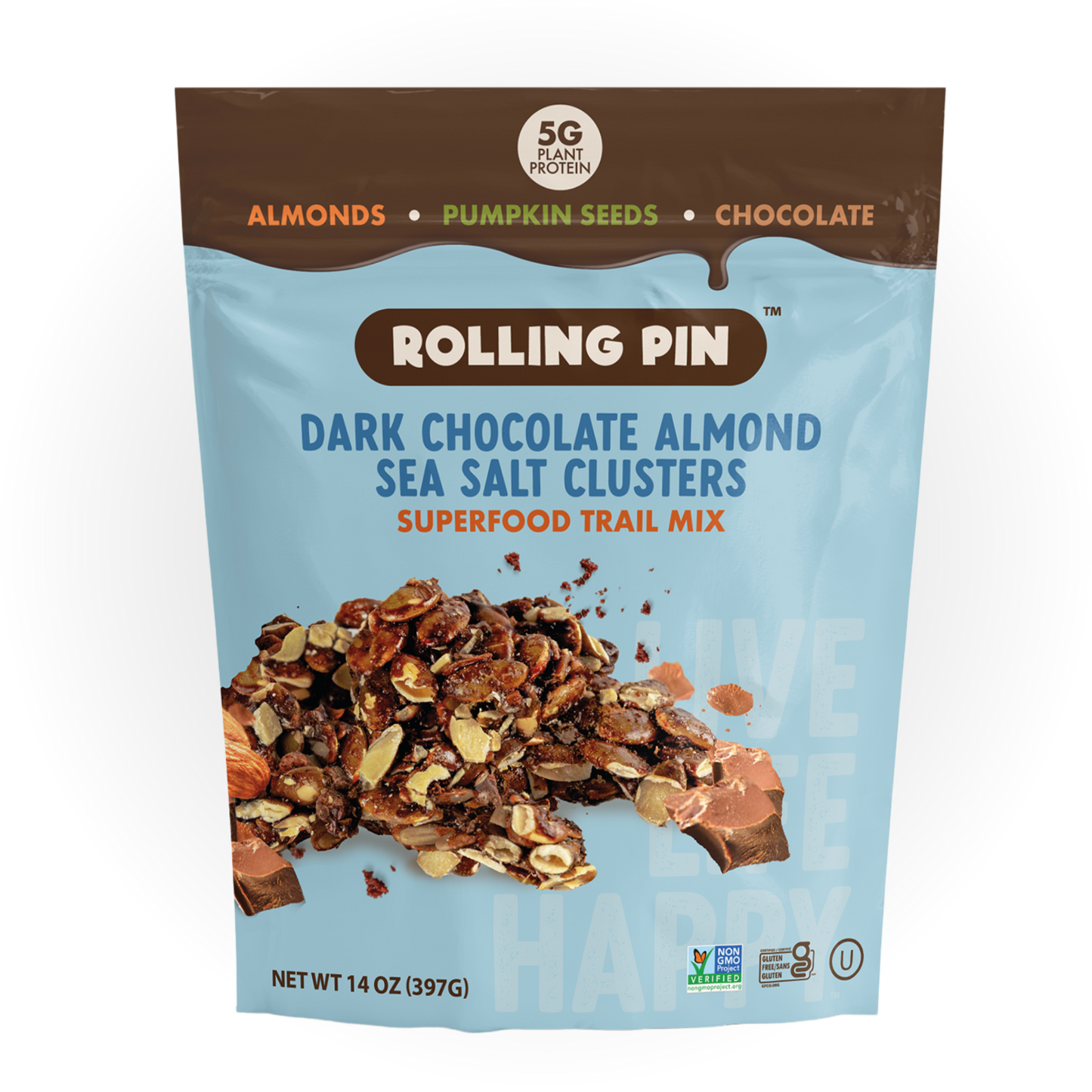 Dark Chocolate Almond Sea Salt Clusters – Superfood Trail Mix (14 oz)
