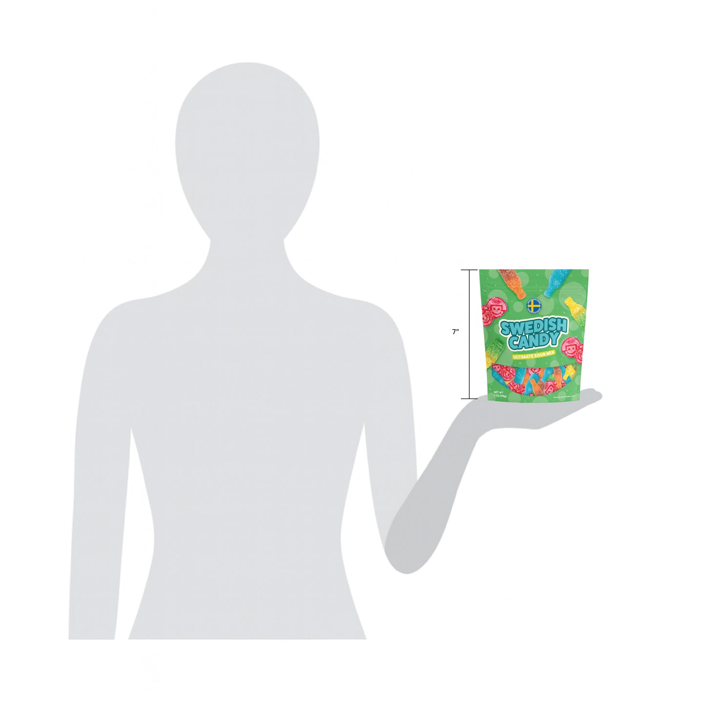 Swedish Candy Ultimate Sour Mix gummies close up, product photo