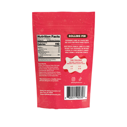 Back of the Freeze Dried StarFrost Candy bag with nutrition facts and ingredients