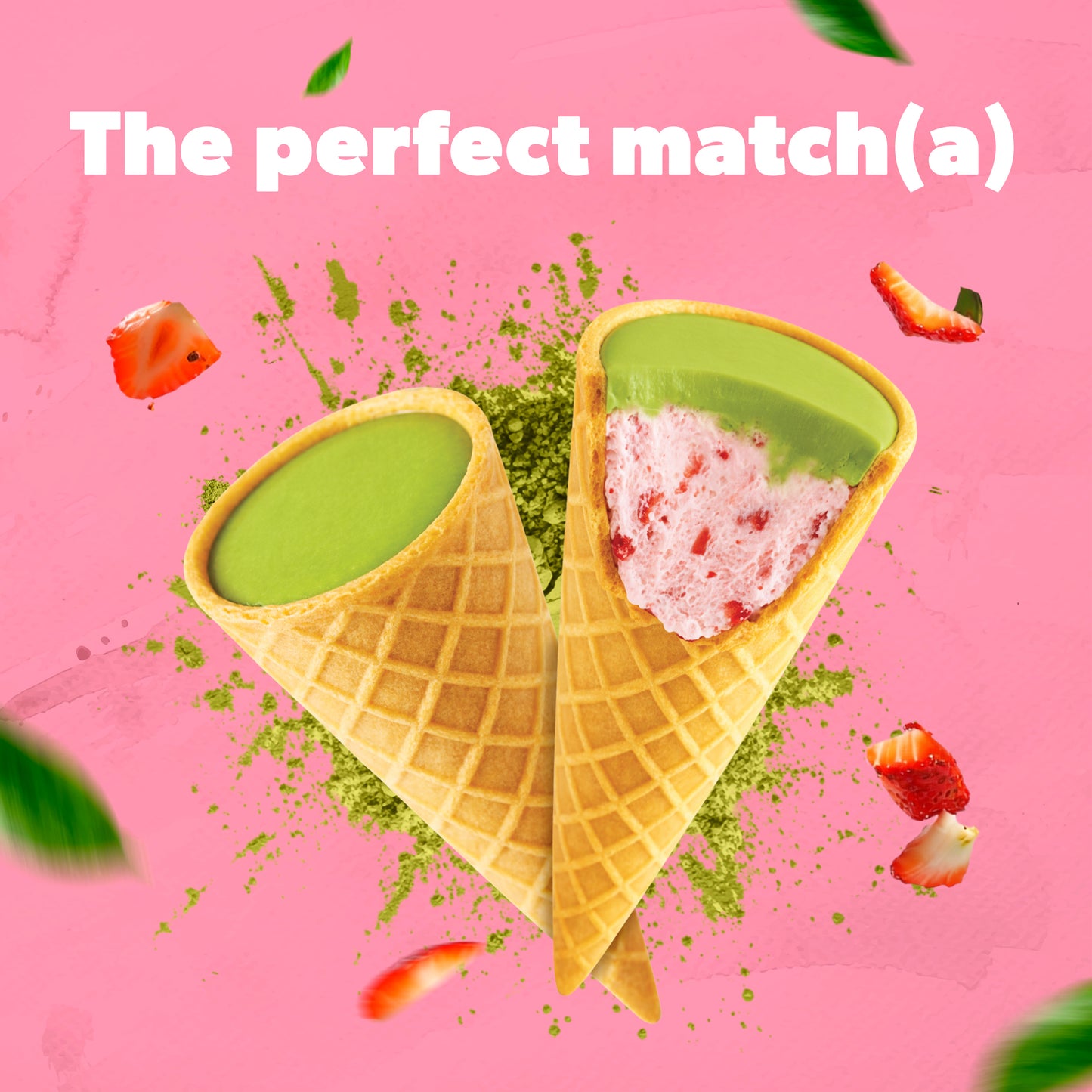 Matcha & Strawberry Waffle Cones (4.24 oz)