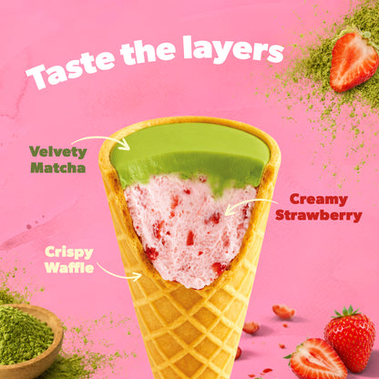 Matcha & Strawberry Waffle Cones (4.24 oz)