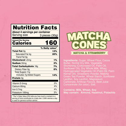 Matcha & Strawberry Waffle Cones (4.24 oz)
