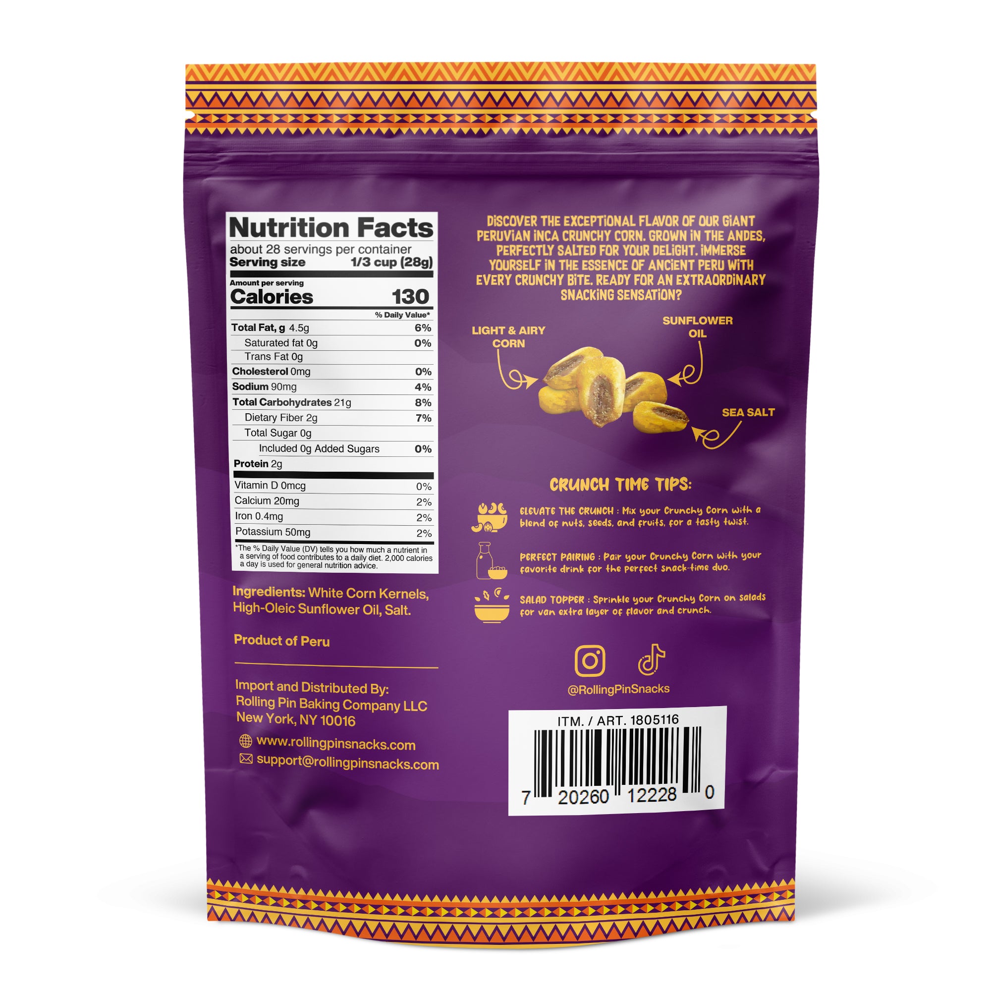 GiANT Peruvian Inca Crunchy Corn (28 oz) – Rolling Pin Snacks