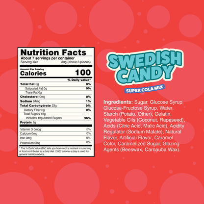 Swedish Candy Super Cola Mix 7 oz bag, product photo