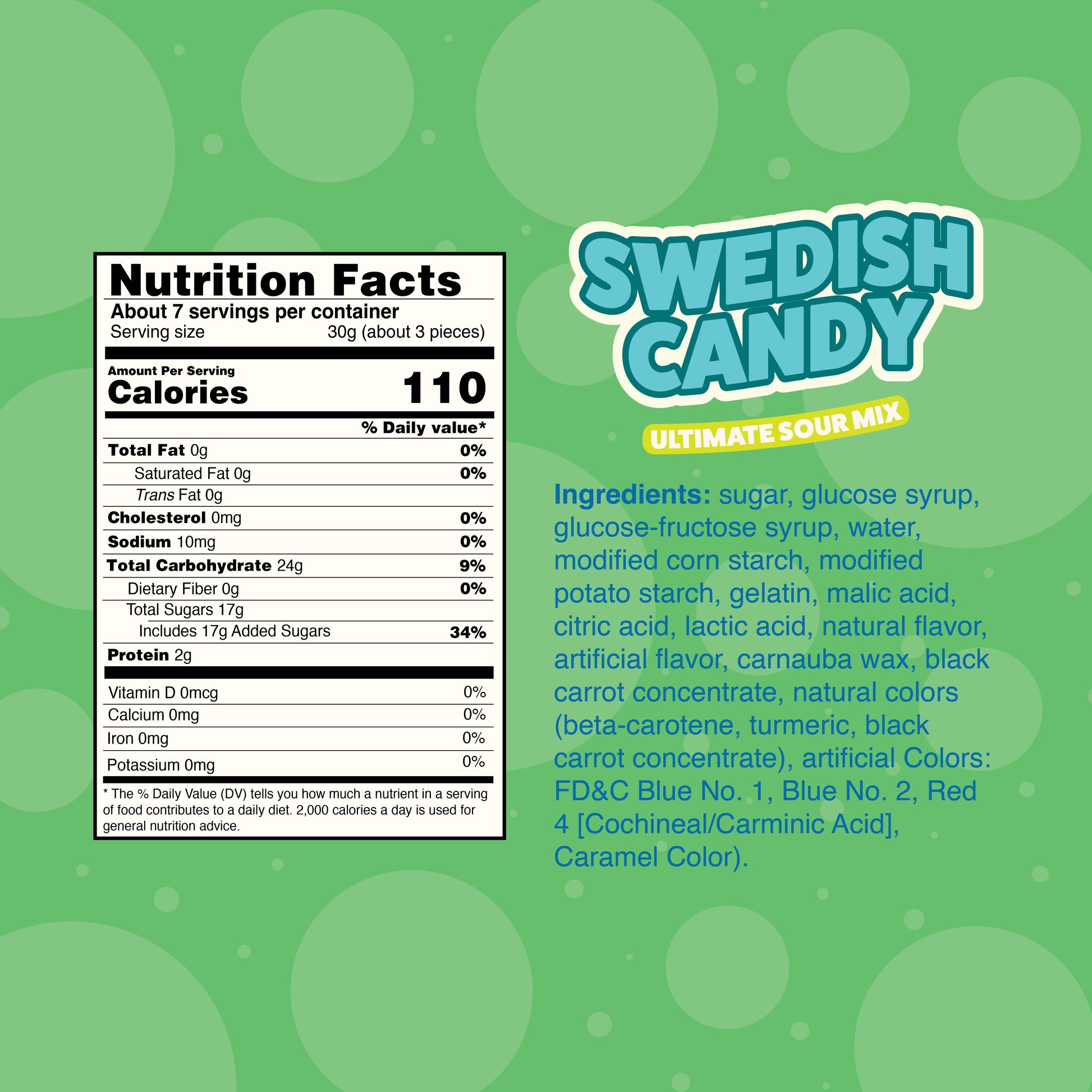 Swedish Candy Ultimate Sour Mix 7 oz bag, product photo