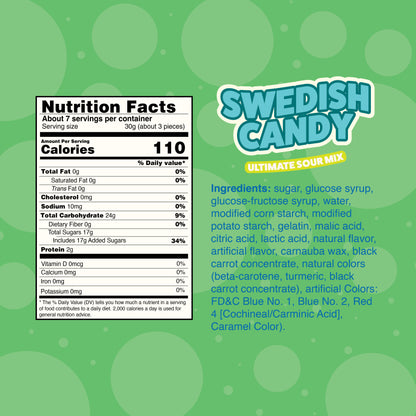 Swedish Candy Ultimate Sour Mix 7 oz bag, product photo
